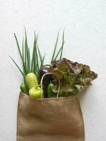 papel saco com legumes foto