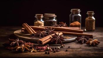 especiaria acima Comida com orgânico Estrela anis gerado de ai foto