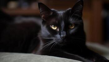 fofa gatinho olhando fixamente, bigodes contraindo, brincalhão e alerta gerado de ai foto