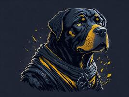 uma detalhado ilustração legal ninja Rottweil e cachorro face t camisas Projeto e adesivos ai gerado foto