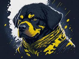 uma detalhado ilustração legal ninja Rottweil e cachorro face t camisas Projeto e adesivos ai gerado foto