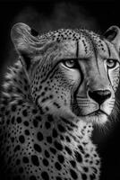 Preto e branco foto do uma guepardo. generativo ai.