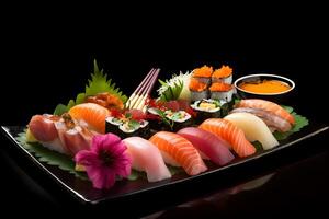 vários tipos do Sushi, generativo ai. foto
