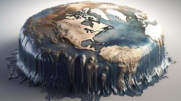 global aquecimento, gráfico ilustração do uma Derretendo terra em branco fundo ai gerado foto