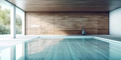 moderno natação quarto interior de generativo ai Ferramentas foto