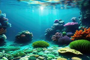 mar embaixo da agua colorida fundo. generativo ai foto
