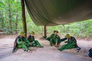 a cu chi túneis estavam a viet cong's base do operações para a tet ofensiva dentro 1968. famoso turista atração dentro Vietnã. estoque foto