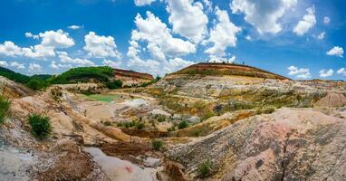 abandonado minério mineração meu com turquesa azul água foto