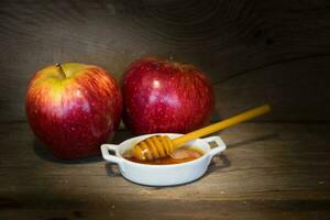 maçãs e querida símbolo do rosh hashaná, judaico Novo ano foto