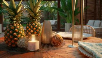 fresco abacaxi decoração traz tropical calor para confortável interior estilos de vida gerado de ai foto