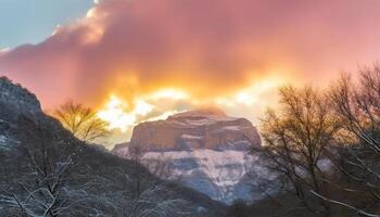 majestoso montanha pico, tranquilo cena, beleza dentro natureza arenito gerado de ai foto