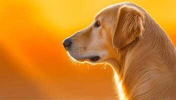 dourado retriever cachorro jogando dentro a sol, fofo e fiel gerado de ai foto