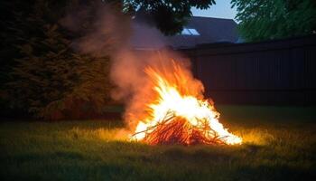 natureza inferno acendendo destruição, brilhando brasa dentro rural cena gerado de ai foto