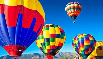 vibrante quente ar balão planador meio ar, uma Diversão aventura gerado de ai foto