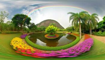 Deus beleza dentro natureza refletido dentro multi colori pôr do sol sobre montanhas gerado de ai foto