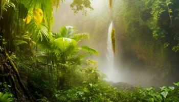 frescor do primavera dentro uma tranquilo tropical floresta tropical ravina gerado de ai foto