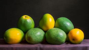 ampla tigela do fresco, suculento citrino fruta para saudável comendo gerado de ai foto