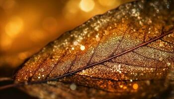 vibrante outono folhas refletir dentro orvalho gotas, natureza decoração gerado de ai foto