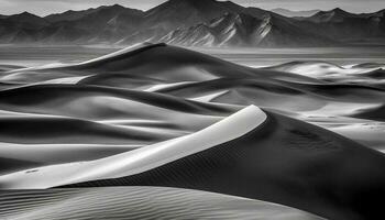 majestoso areia dunas curva dentro ondulado onda padrão, temor inspirador solidão gerado de ai foto