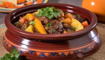 caseiro carne ensopado com refogado carne, tomate, e salsinha gerado de ai foto