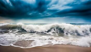 idílico Férias refletir Perigo dentro movimento às alvorecer tranquilo marinha gerado de ai foto