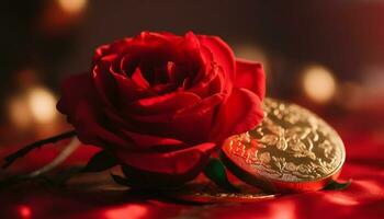 amor celebração uma solteiro flor, símbolo do romance e beleza gerado de ai foto