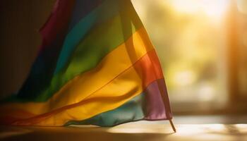 arco Iris orgulho acenando dentro a vento, símbolo do liberdade e igualdade gerado de ai foto