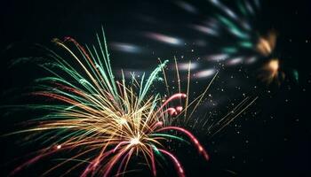 explosivo celebração inflama vibrante cores dentro verão noite céu gerado de ai foto