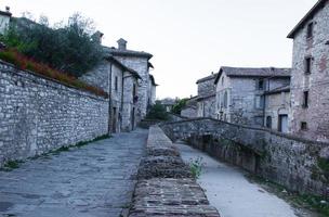 caminho apedrejado e casas foto