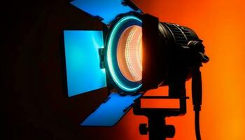 Holofote ilumina etapa para profissional teatro desempenho gerado de ai foto
