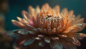 solteiro flor dentro foco, cercado de orvalho gerado de ai foto