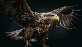 majestoso Careca Águia spreads asas olhando agressivo gerado de ai foto