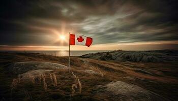 majestoso montanha panorama simboliza canadense patriotismo e liberdade gerado de ai foto