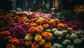 vibrante colori ramalhete do multi colori flores ao ar livre gerado de ai foto