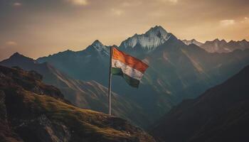 majestoso montanha pico, liberdade dentro natureza beleza gerado de ai foto