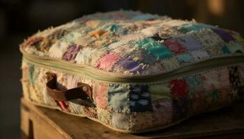 velho formado têxtil padronizar decora confortável rústico travesseiro gerado de ai foto