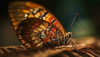 borboleta asa visto com vibrante verde padronizar gerado de ai foto