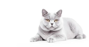 ai generativo. britânico gato em branco foto