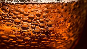 dourado bolhas dança dentro fresco Cerveja vidro gerado de ai foto
