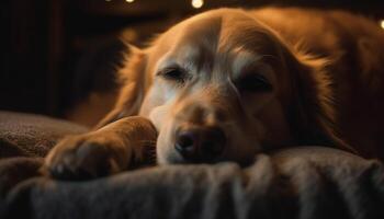 fofa cachorro deitado abaixo, dormindo dentro conforto gerado de ai foto