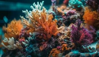 colorida palhaço peixe nadar dentro tropical recife gerado de ai foto