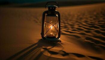 brilhando lanterna ilumina natureza beleza às crepúsculo gerado de ai foto