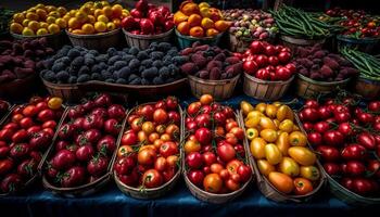 abundância do fresco, maduro, orgânico frutas e legumes gerado de ai foto