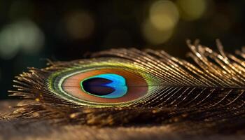 vibrante pavão penas mostruário natureza majestoso elegância gerado de ai foto