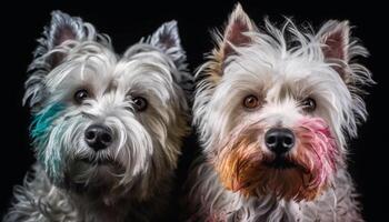 fofa terrier cachorro retrato, olhando às Câmera gerado de ai foto