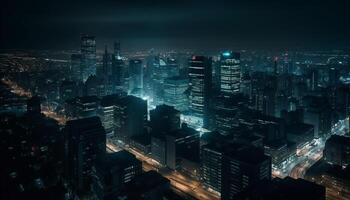 brilhando Pequim Horizonte às crepúsculo, moderno arquitetura gerado de ai foto