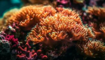 multi colori peixe e suave coral dentro recife gerado de ai foto