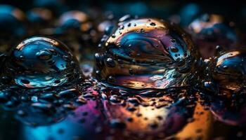 gota de chuva círculo reflete natureza beleza dentro movimento gerado de ai foto