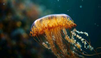 brilhando lua medusa dentro profundo mar movimento gerado de ai foto