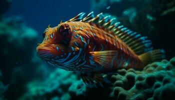 colorida Peixe-palhaço nadar dentro vibrante coral recife gerado de ai foto